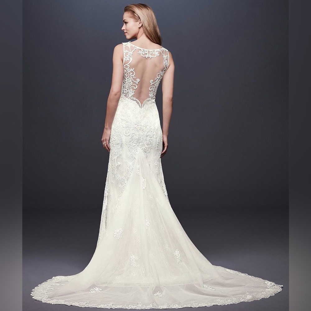 Plunging Illusion Bodice Lace wedding dress